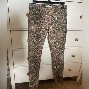 7 For All Mankind Snakeskin Skinny Crop Jean Pants